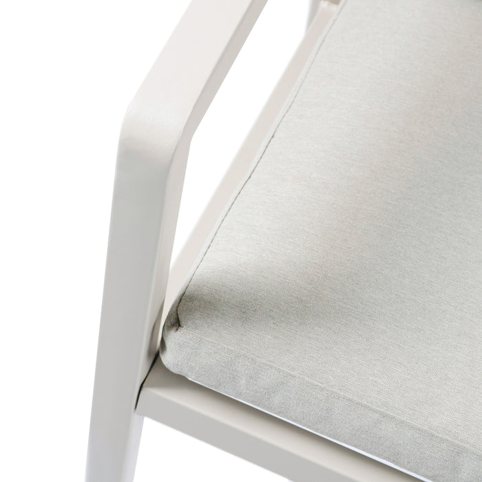 Outdoor Dining Set Acacia Wood Table With 6 Rattan Iron Chairs - Black / Natural / Gray