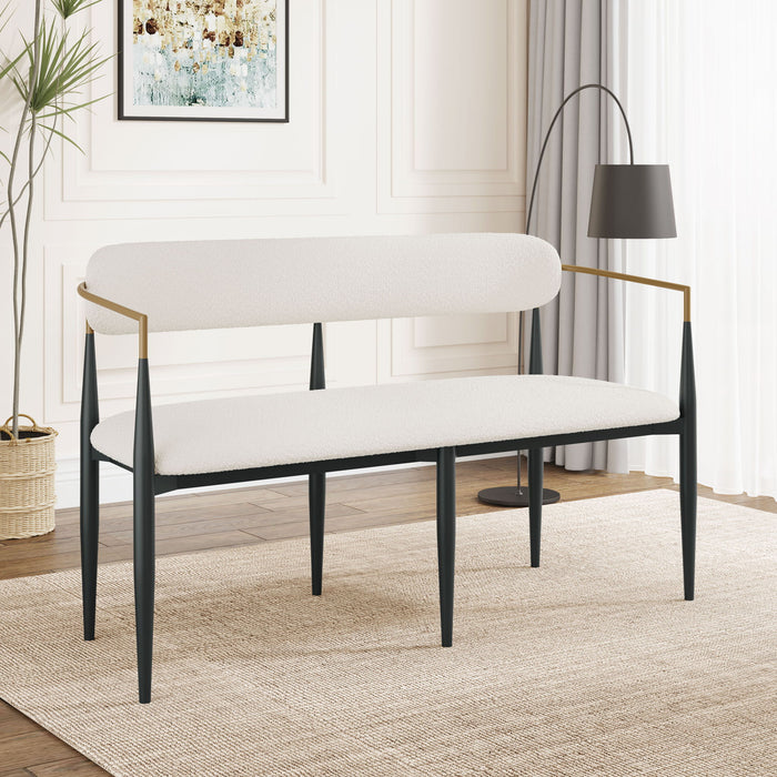 Modern Upholstered Loveseat Settee With Iron Frame