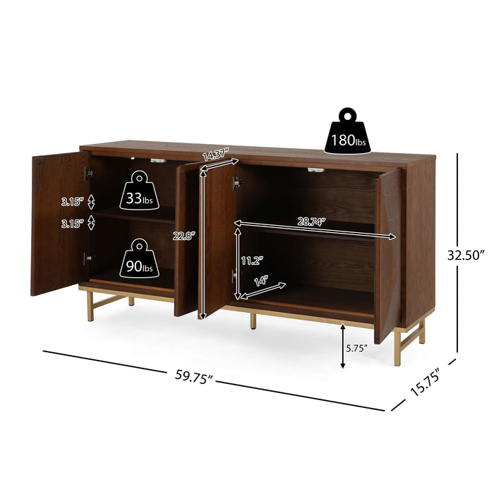 Tamid - Modern Wide Handcrafted Sideboard With Adjustable Shelves