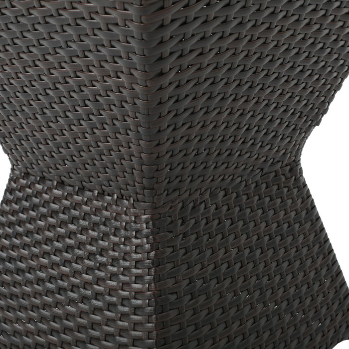 Outdoor Wicker End Table - Brown Multi