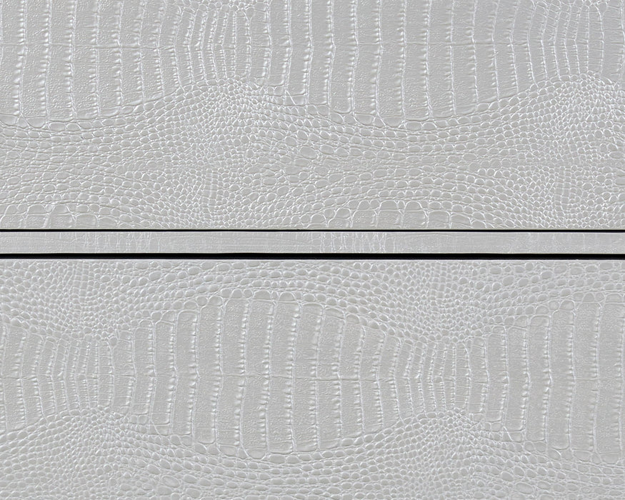 Anpu - Faux Crocodile Skin Console Cabinet - Silver