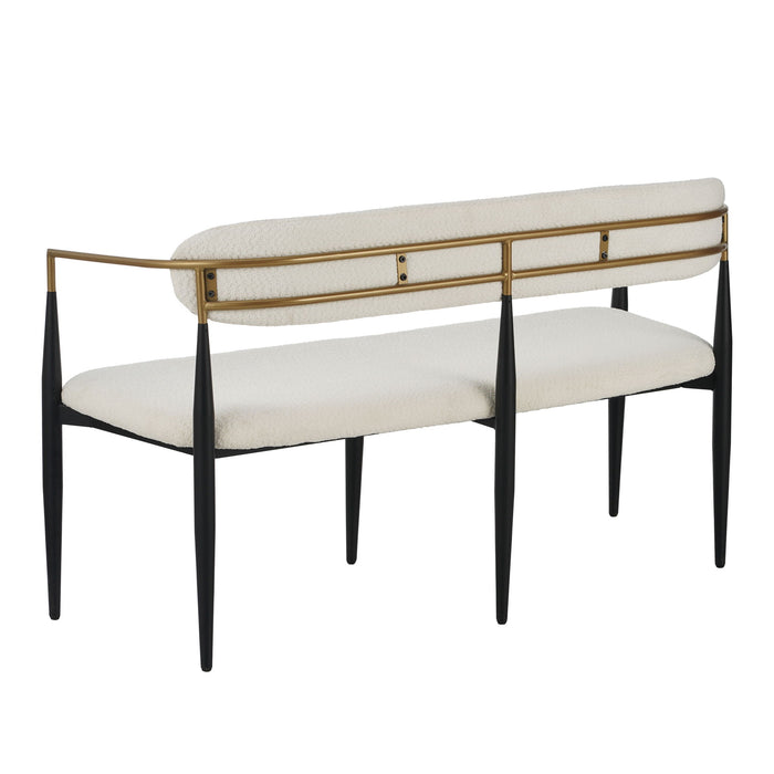 Modern Upholstered Loveseat Settee With Iron Frame