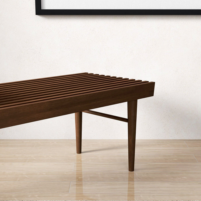 Mia - Mid-Century Modern Bench - Dark Brown