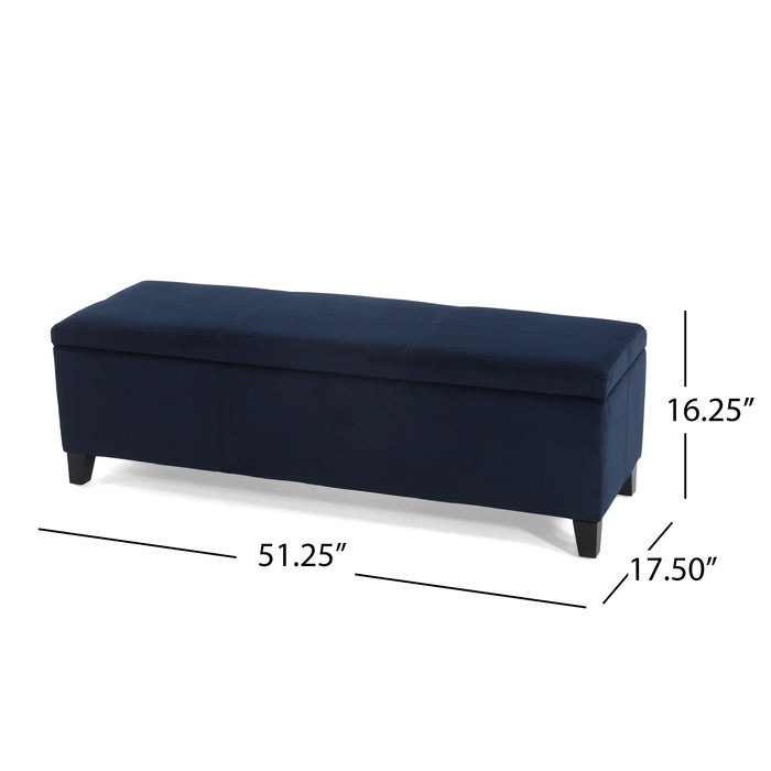 Velvet Storage Bench, Upholstered End Of Bed, Storage Ottoman Benches, Fabric Ottoman Bench With Large Storage Space For Living Room Entryway Bedroom - Dark Blue