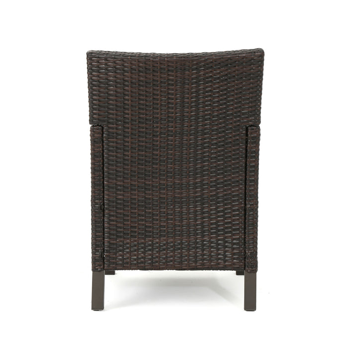 Outdoor Rattan Dining Chair With Straight Legs And Sloped Arms