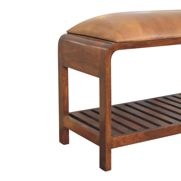 Buffalo - Slatted Square Bench - Brown