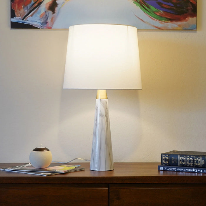 Enclave - Hydro Table Lamp With On / Off Switch Base Shade - Gold / White / White Marble