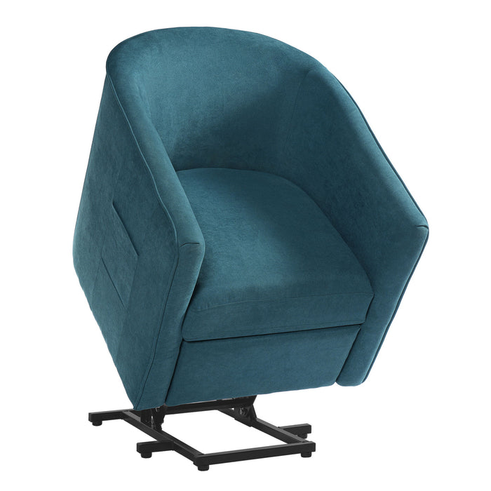 Power Lift Recliner Barrel Shape Reclining Chair With Footrest And Side Pocket