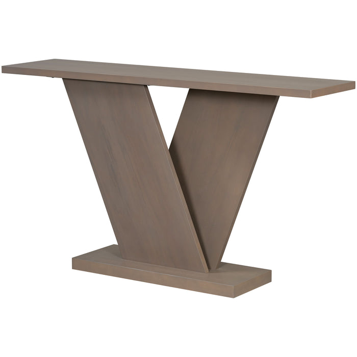 Console Table With V Shape Base, Sculptural Entryway Accent