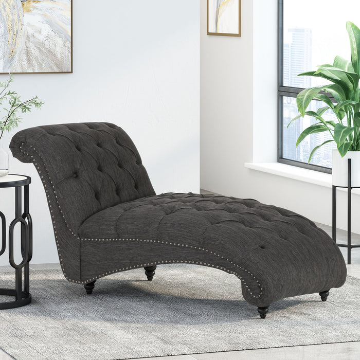 Chaise Lounge With Button Tufted Diamon Stitch