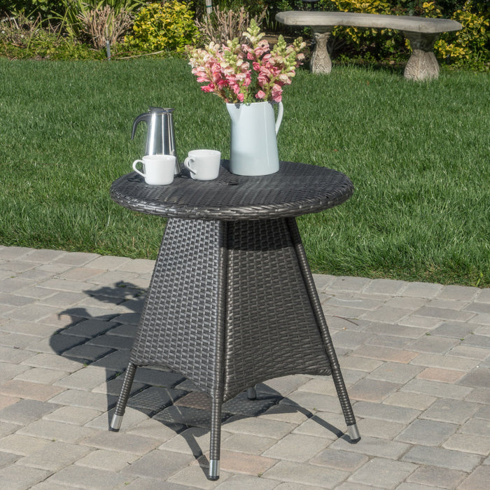 Outdoor Rattan Bistrotable With Surface Round - Gray
