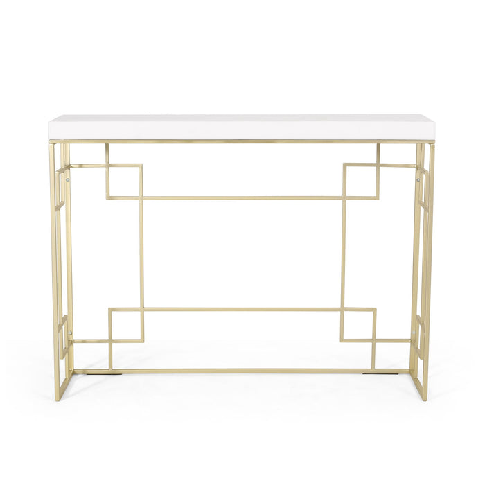 Modern Glam Console Table With Geometric Design - Gold