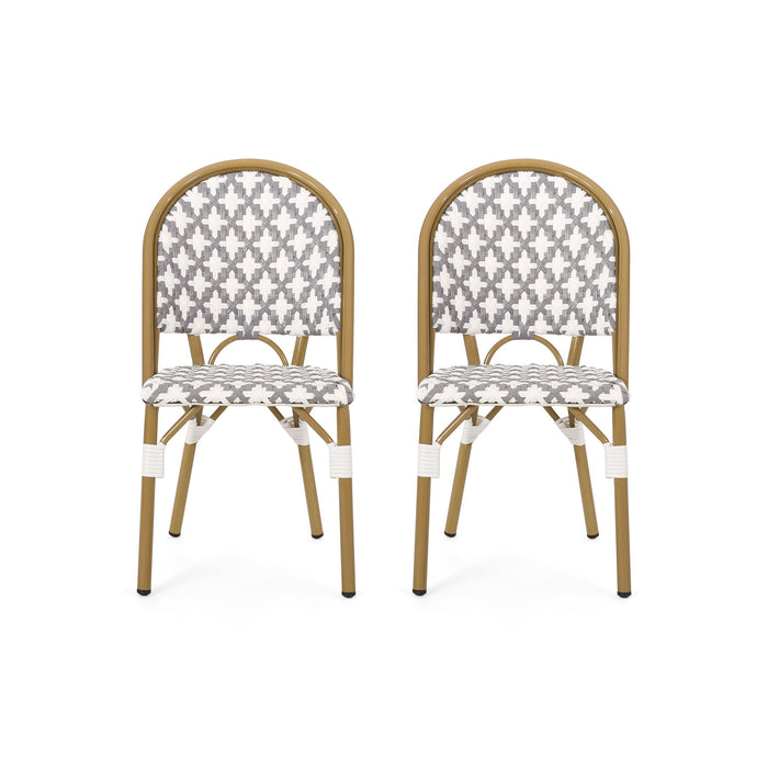 Chic French Bistro Chair With Durable Rattan And Aluminum Frame