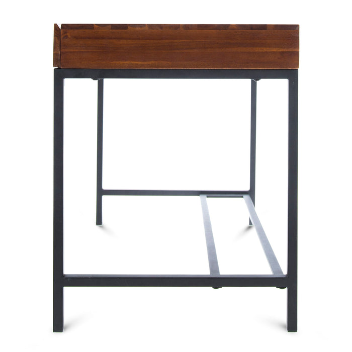 Industrial Style Storage Desk With Acacia Wood Top And Metal Legs - Oak