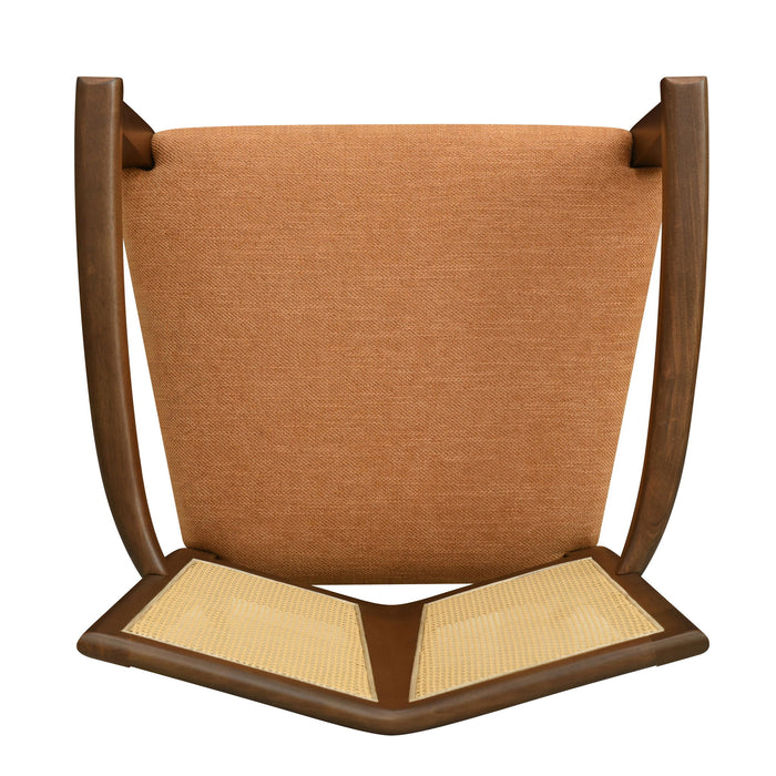 Mid Century Modern Arm Dining Chair Set With Rattan Backrest