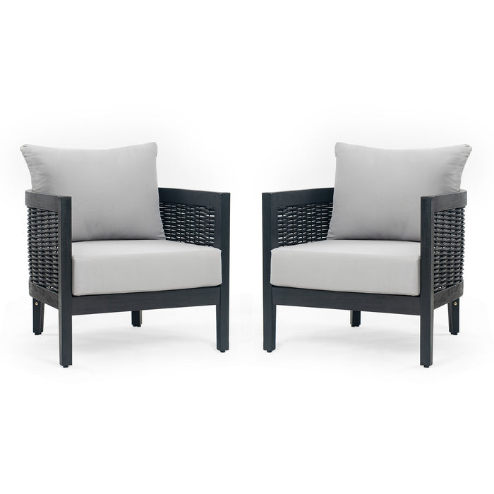 Outdoor Acacia Wood Club Chairs With Cushions