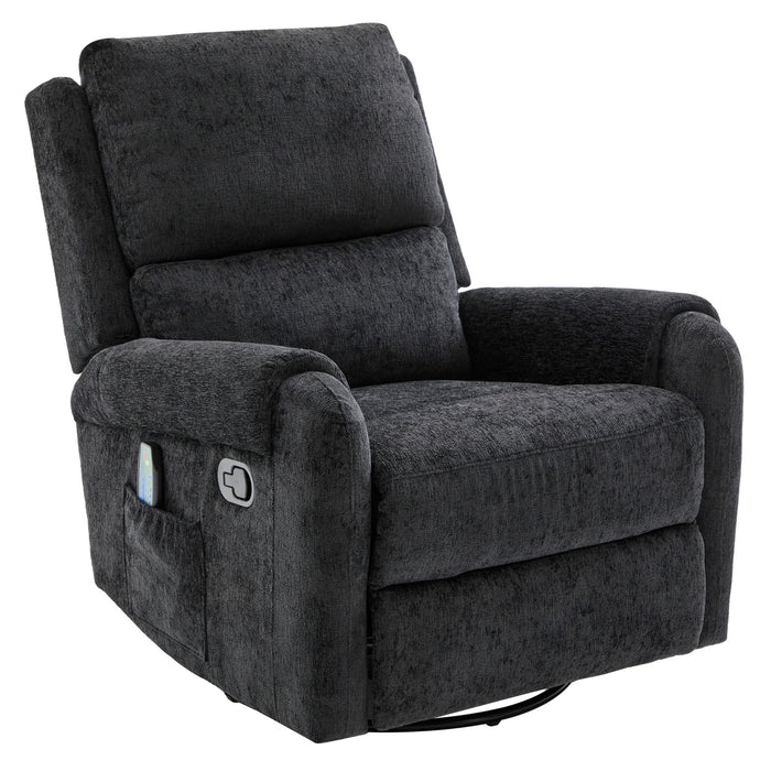 Manual Recliner Massage Chair With Swivel Rocker, 8 Massage Modes, Side Storage Pocket