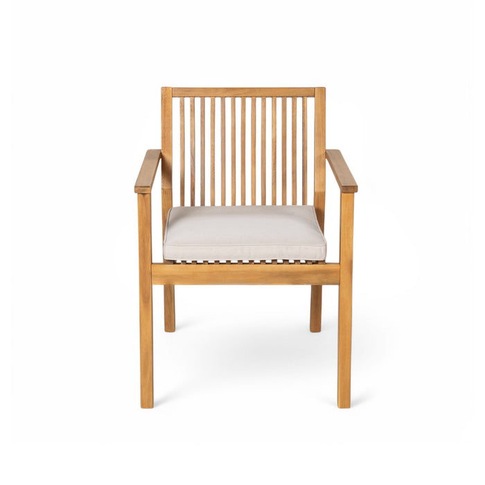 5 Piece Patio Furniture Set Acacia Wood Table And 4 Heavy Duty Cushioned Chairs