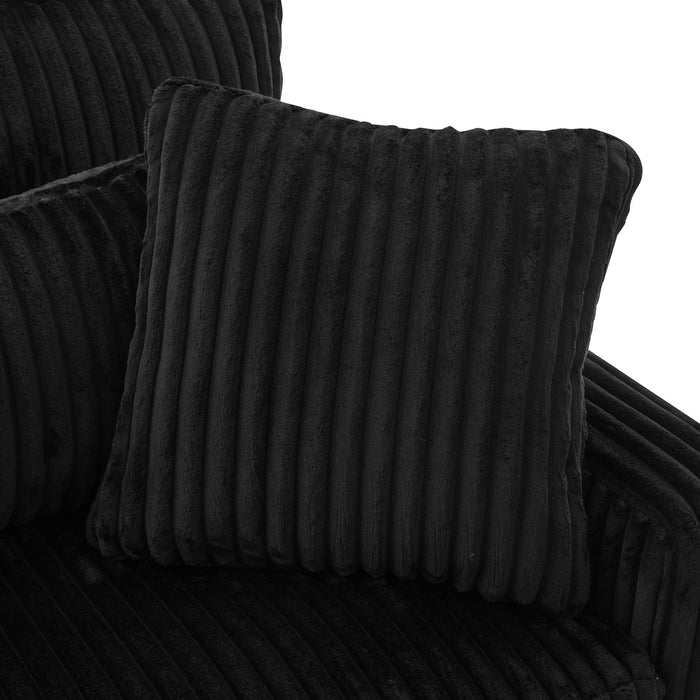 Modern Corduroy Loveseat Sofa With 4 Pillows