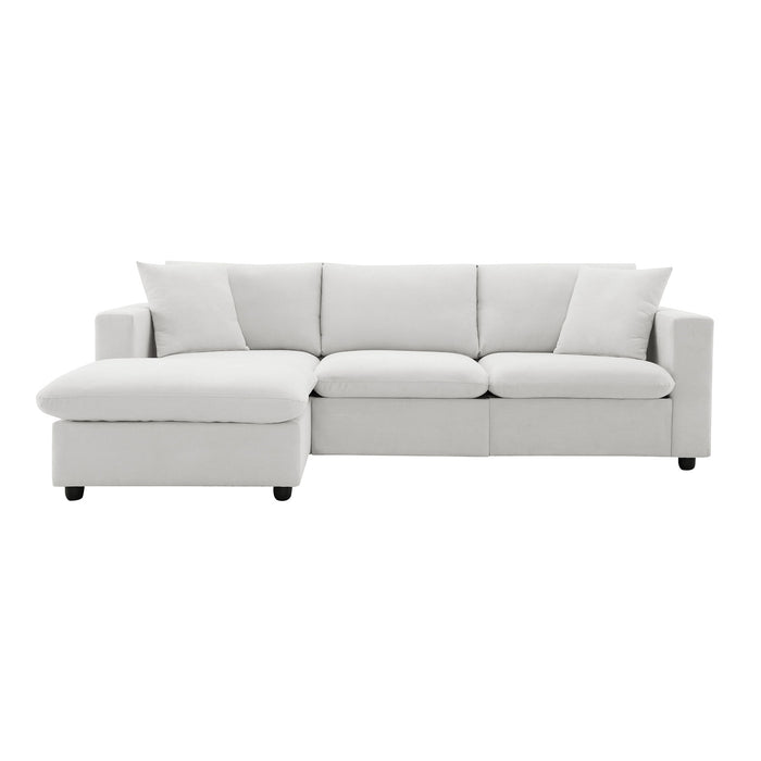 Modern Sectional Sofa With Throw Pillows, Cloud L Shaped Couch Set With Wide 4 Seat Comfy Couch Set With Movable Ottoman