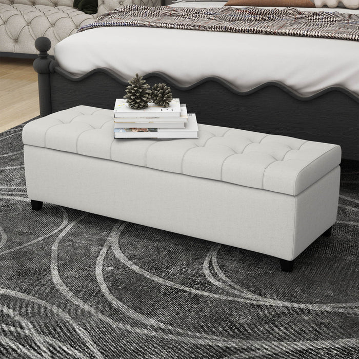 Home Mission - Upholstered Storage Ottoman Bench - Light Gray