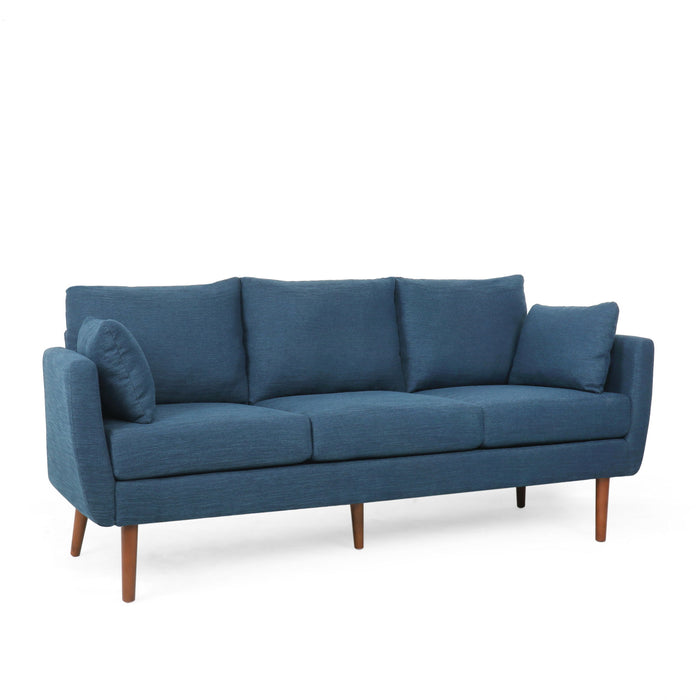 Diaphanous - Upholstered 3 Seater Sofa With 2 Accent Pillows And Wood Legs