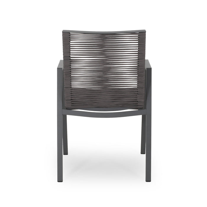 Outdoor Modern Aluminum Dining Chair Set With Rope Sea (Set of 2)