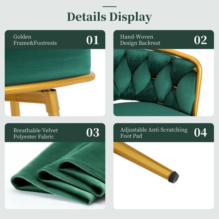 Modern Low Back Upholstered Counter Height Bar Stools (Set of 2)