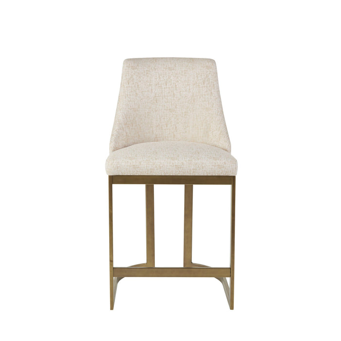 Modern Upholstered Counter Stool With Metal Base - Cream