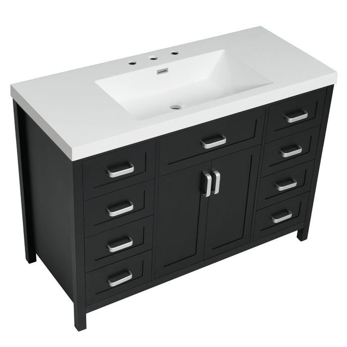 Bathroom Vanity With Sink, 2 Doors 8 Drawers, Soft Close System, Classic Design