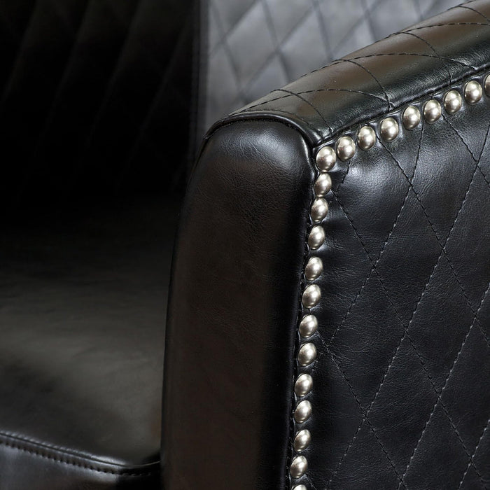 Faux Leather Club Chair With Nailhead Trim - Black