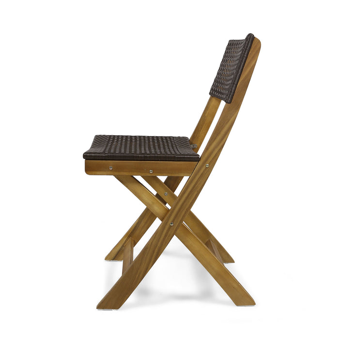 Bistro Foldable Chair With Wicker Backrest