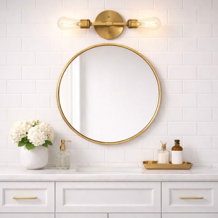 Reverie - Double Lights Bathroom Wall Sconce Over Mirror - Clear / Gold