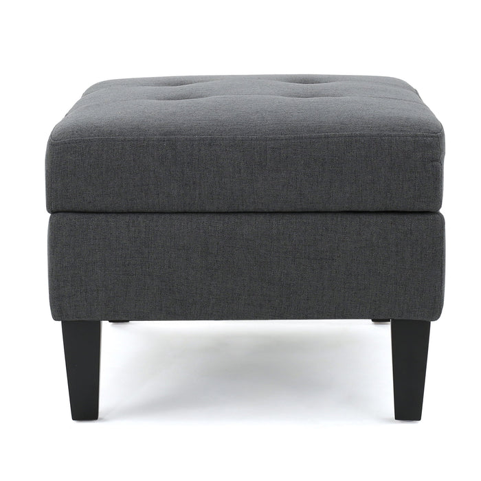 Storage Ottoman With Birch Wood Legs And Cushioned Top For Comfort