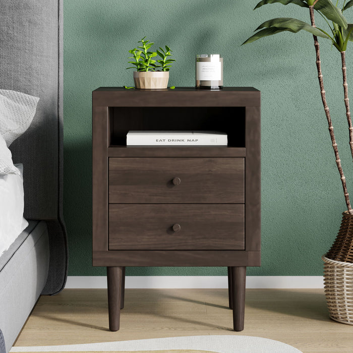 Nystrom - Mid Century Modern 2 Drawer Nightstand