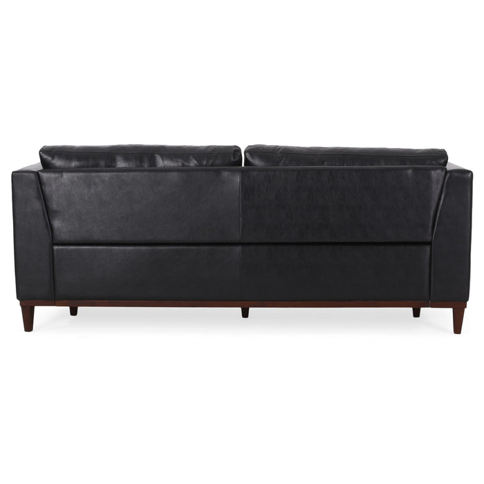 Contemporary 3 Seater Sofa With Tuxedo Arms - Black