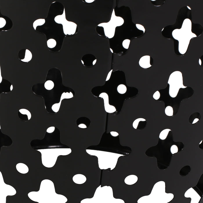 Modern Outdoor Metal End Table Set With Durable Iron Frame - Black