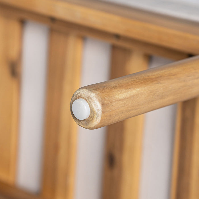 2 Piece Outdoor Acacia Wood Conversation Set, Woven Rope Backrest Patio Seating Group, Woven Rope With Coffee Table For Porch - Light Teak / Beige