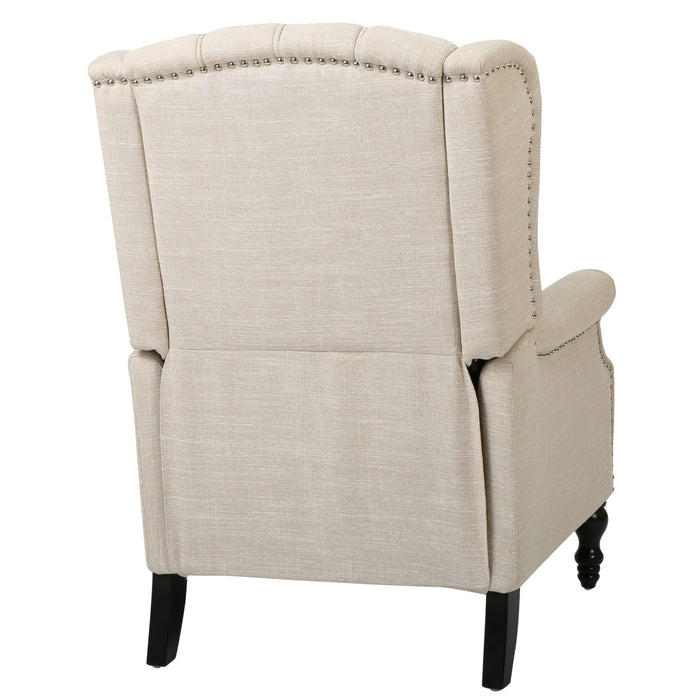Armchair Recliner With Pushback Mechanism And Wingback Design