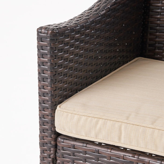 Outdoor Rattan Dining Chair With Straight Legs And Sloped Arms (Sey of 2)