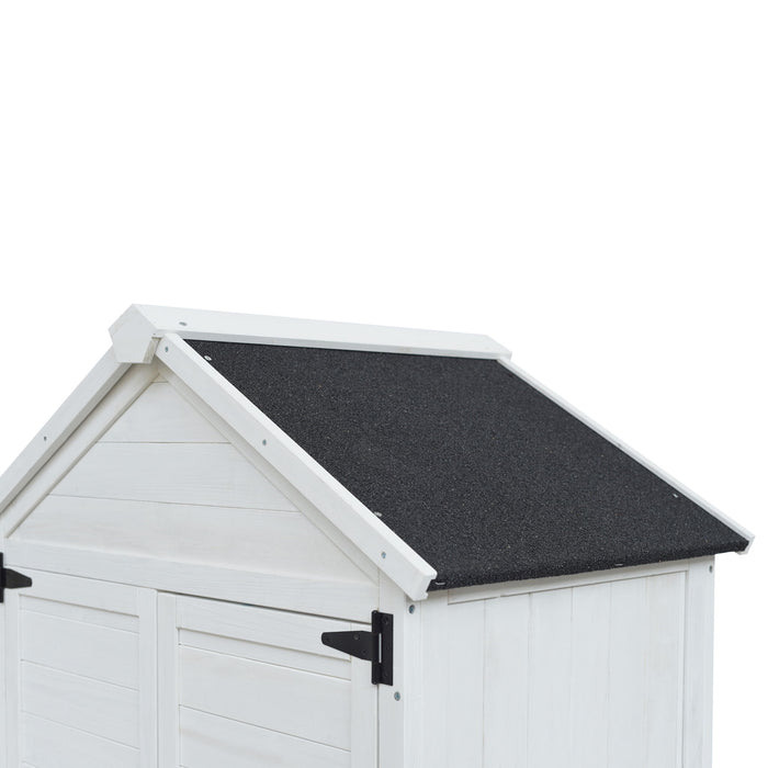 Storage Shed With Double Doors For Outdoor Garden Tool Organization - White