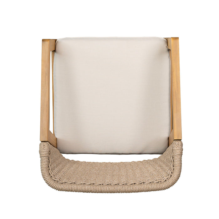 Outdoor Dining Set 1 Table 4 Chairs (Set of 5) - Teak / Beige