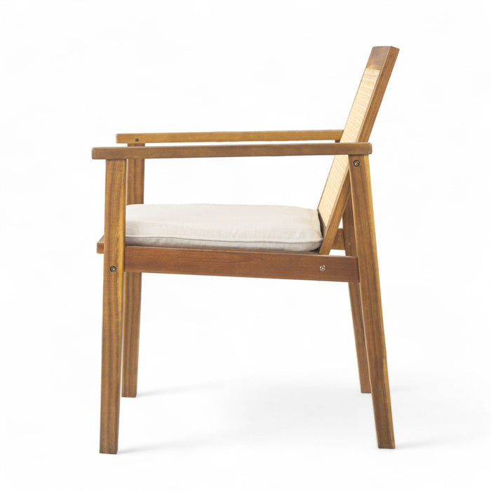 Preston - Outdoor Patio 7 Pieces Dining Set With Chairs And Cushions - Teak / Beige