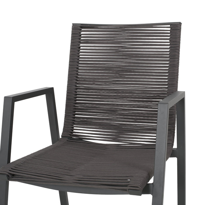 Outdoor Modern Aluminum Dining Chair Set With Rope Sea (Set of 2)
