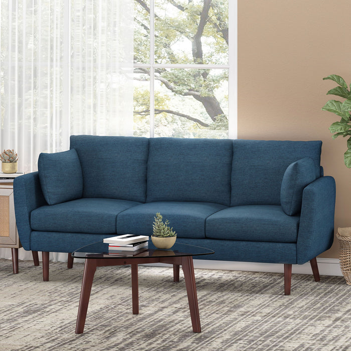 Diaphanous - Upholstered 3 Seater Sofa With 2 Accent Pillows And Wood Legs