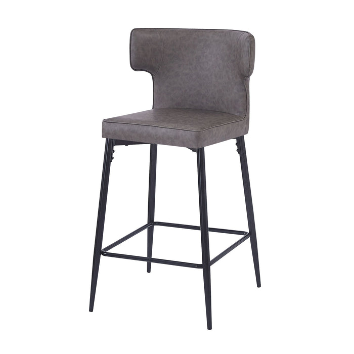 Modern Bar Stools With Upholstery And Metal Footrest (Set of 2)