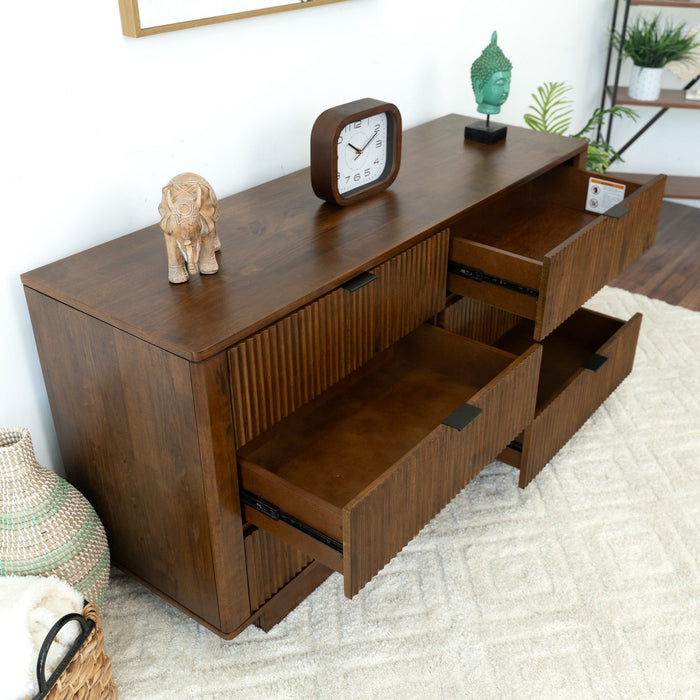 Lola - Mid-Century Modern Dresser With 6 Drawers - Dark Brown