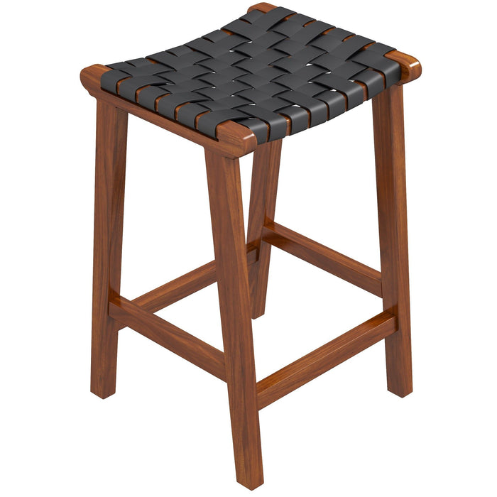 James - Mid-Century Modern Genuine Leather Counter Stool