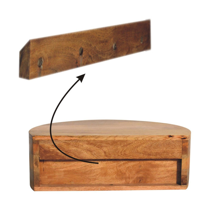 Large Wall Mounted Rounded Bedside Table - Beige