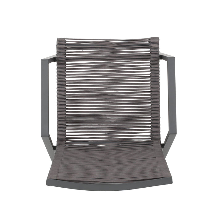 Outdoor Modern Aluminum Dining Chair Set With Rope Sea (Set of 2)